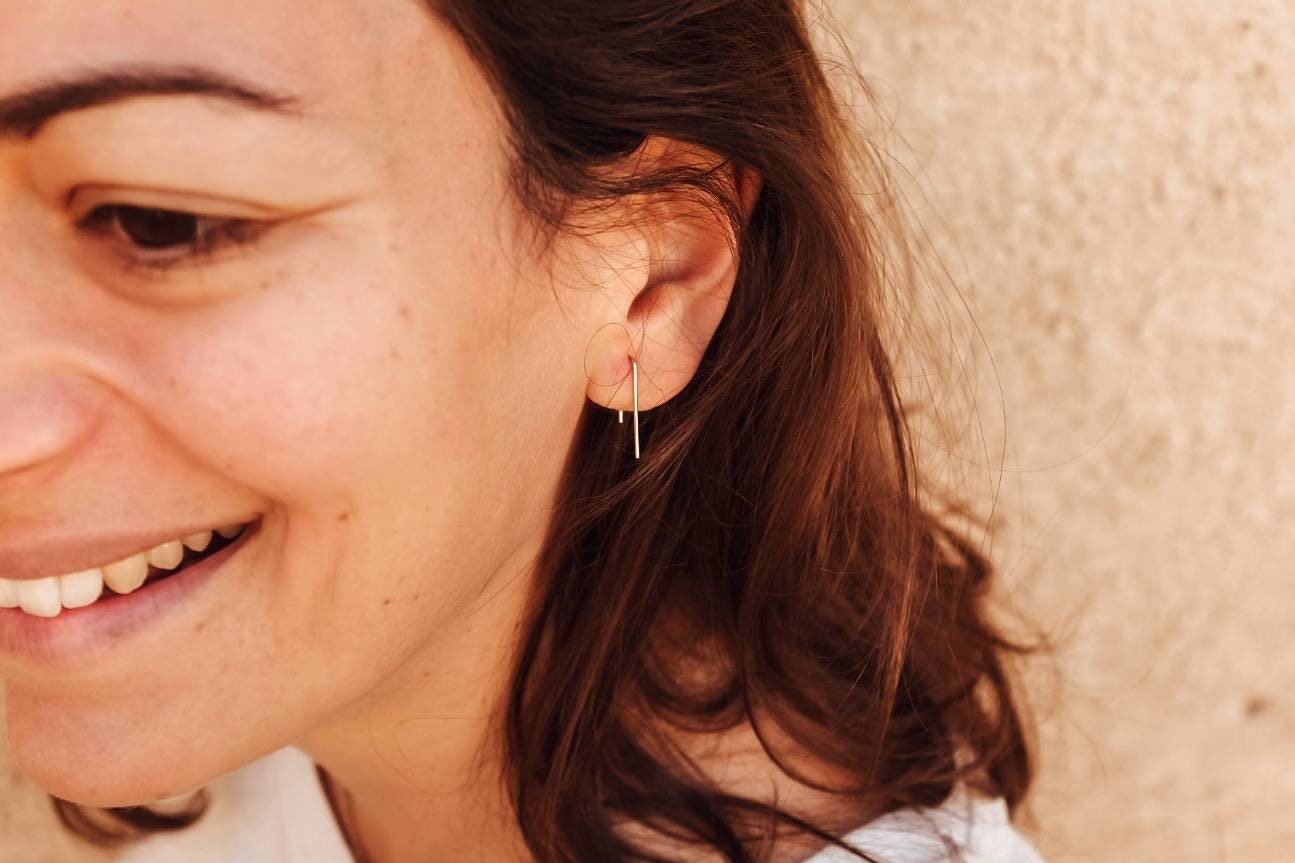Petra Minimal Staple Earrings // 14k Gold Filled or Silver