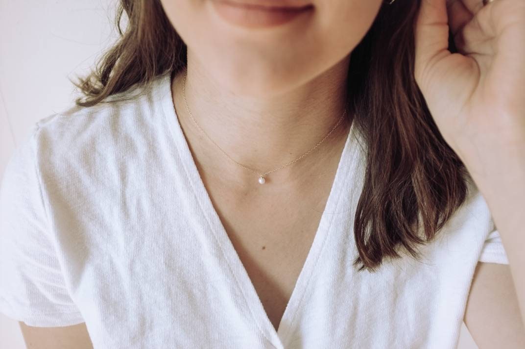 Brighter Days Collection Mini Pearl Charm Necklace // 14k GF or Sterling