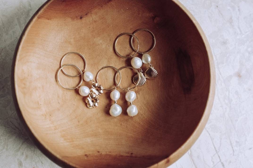 Brighter Days Stacked Pearl Infinity Hoops // 14k GF