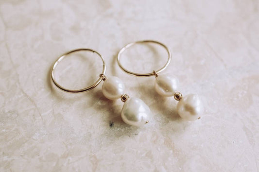 Brighter Days Stacked Pearl Infinity Hoops // 14k GF